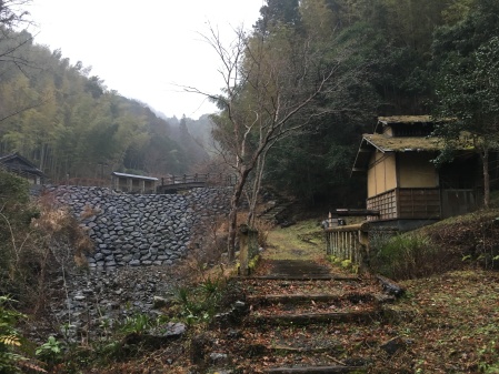 Water wheel and other buildings Suspension bridge Tsuta-no-hosoi michi park